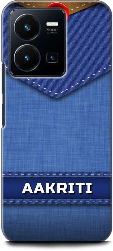 WallCraft Back Cover for Vivo Y35, V2205 AAKRITI NAME, A LETTER, BLUE, JEANS, ALPHABET, DESIGN  (Multicolor, Dual Protection, Pack of: 1)
