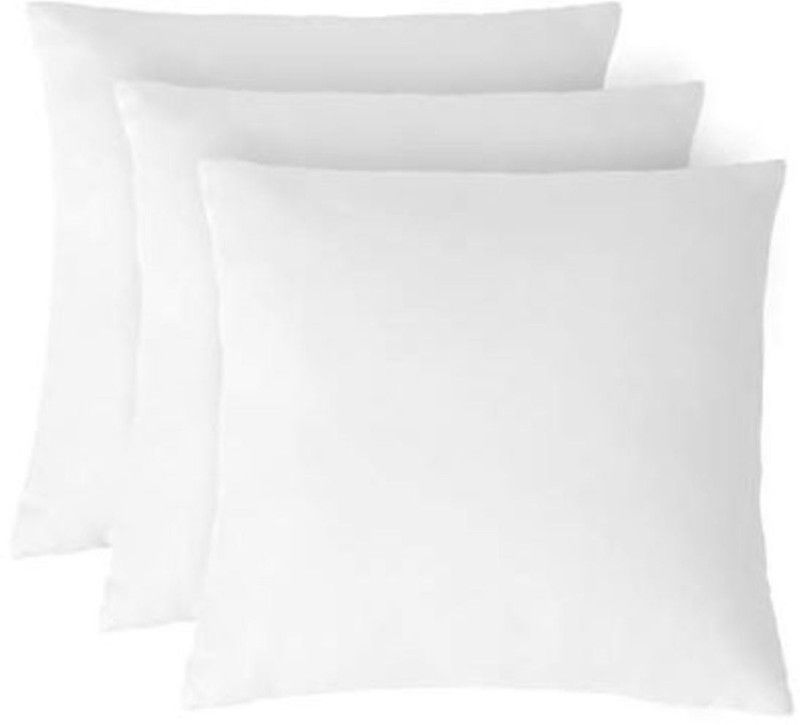 CONFORTO Polyester Fibre Solid Back Cushion Pack of 3  (White)