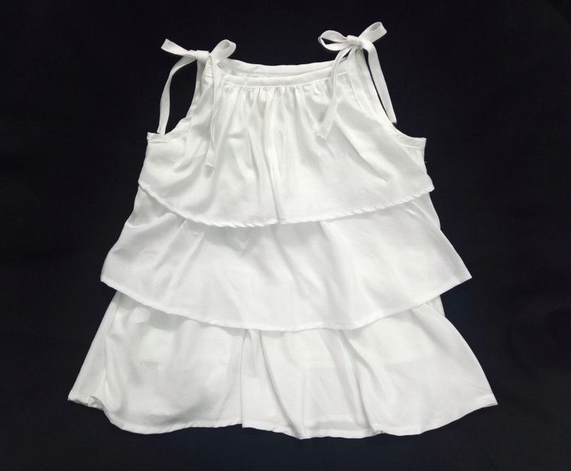 Baby Girls Calf Length Party Dress  (White, Sleeveless)