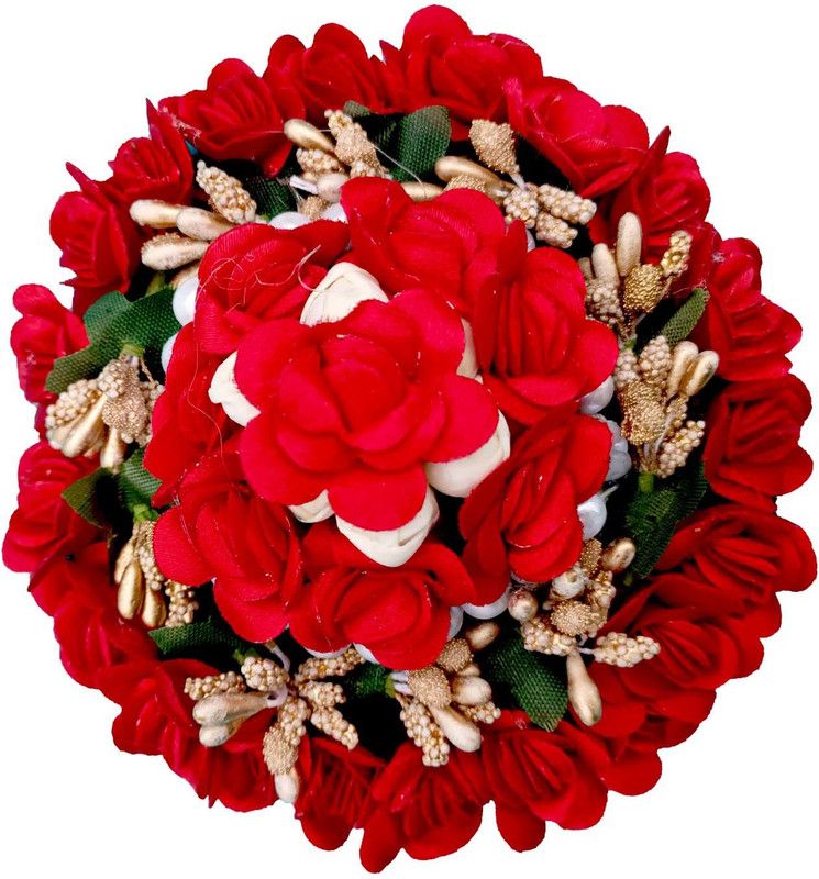 Arosha Beautiful Design Red Flower For A Women Hair Accessories Pack Of 1 Bun  (Multicolor)