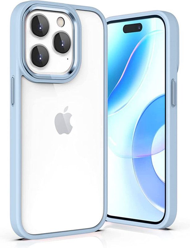 Vshop Back Cover for iPhone 14 Pro 6.1" Case Clear with Color Border, Hybrid Shockproof Slim Transparent TPU  (Purple, Camera Bump Protector, Silicon, Pack of: 1)