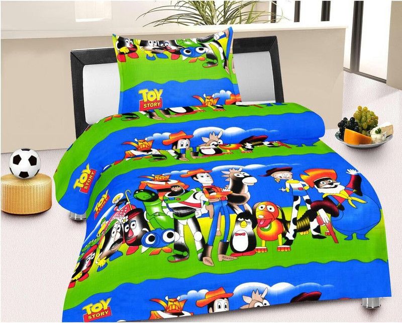 Sparklings 150 TC Cotton Single Cartoon Flat Bedsheet  (Pack of 1, Multicolor)