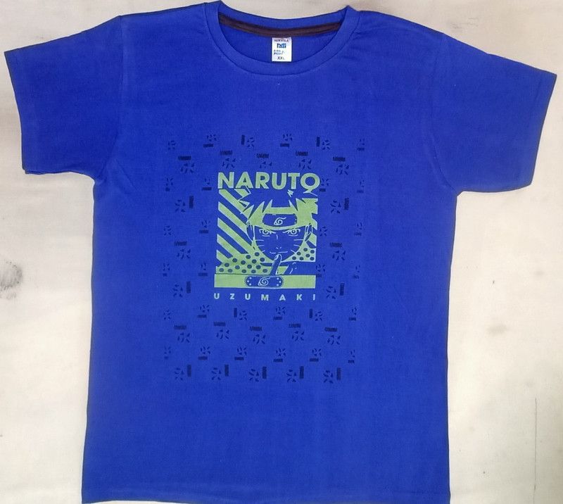 Men Printed, Typography Round Neck Pure Cotton Dark Blue T-Shirt