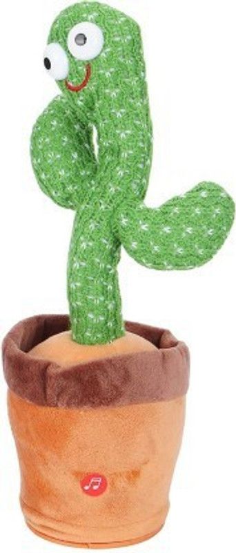 FINARO kidoz Dancing Cactus Talking Toy Cactus Plush Toy Wriggle & Singing Recording R  (Green)