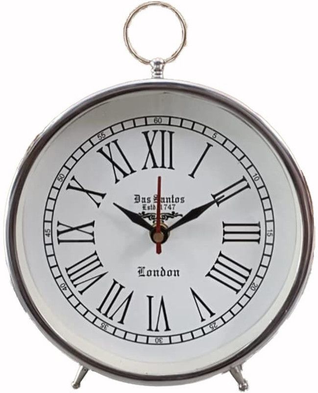 NORVILLE Analog Silver Table Clock For Study Table, Officer desk, Home decor, Showpeice, Gift Clock