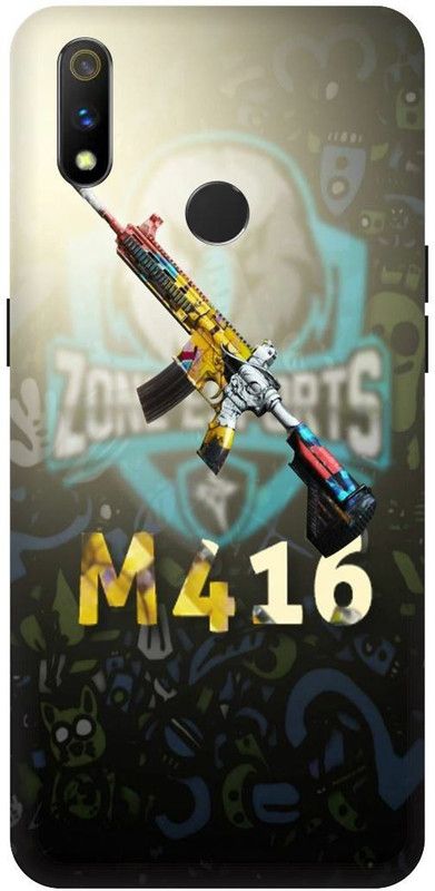 THE NARAYANA COLLECTIONS Back Cover for REALME 3-RMX1825-PUBG,M416,GUN,GAME,AWM,KAR98  (Multicolor, Hard Case, Pack of: 1)