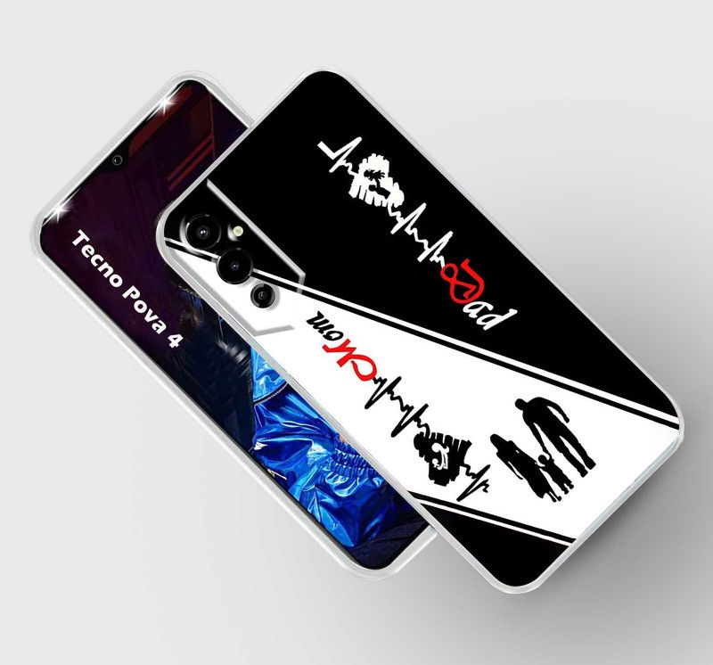 Retroart Back Cover for Tecno Pova 4  (Black, White, Silicon, Pack of: 1)