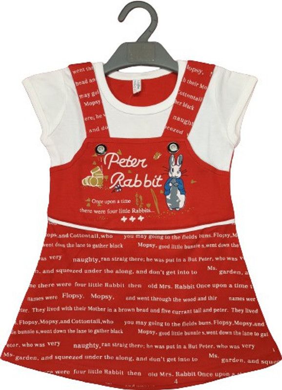 Girls Mini/Short Casual Dress  (Red, Short Sleeve)