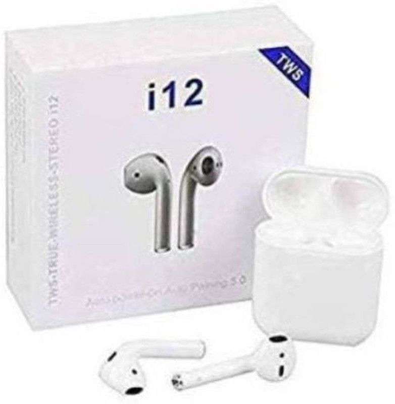 AJFuture Premium TWS I12 Wireless Twins Bluetooth headset with charging case A150 Bluetooth Headset  (White, True Wireless)