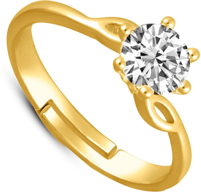 SK Jewels Brass Cubic Zirconia Gold Plated Ring Brass Cubic Zirconia Ring