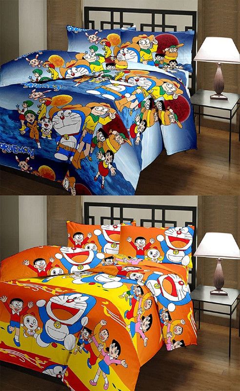 kush enterprises Cartoon Double AC Blanket for AC Room  (Microfiber, Orange and Blue)