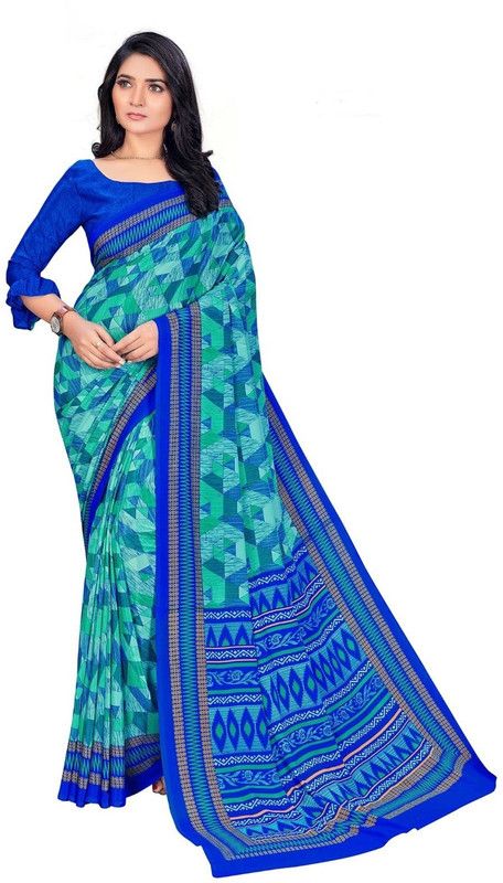 Bollywood Crepe Saree  (Blue)