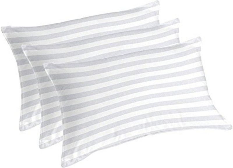 New panipat textile zone Polyester Fibre Stripes Bed/Sleeping Pillow Pack of 3  (White)