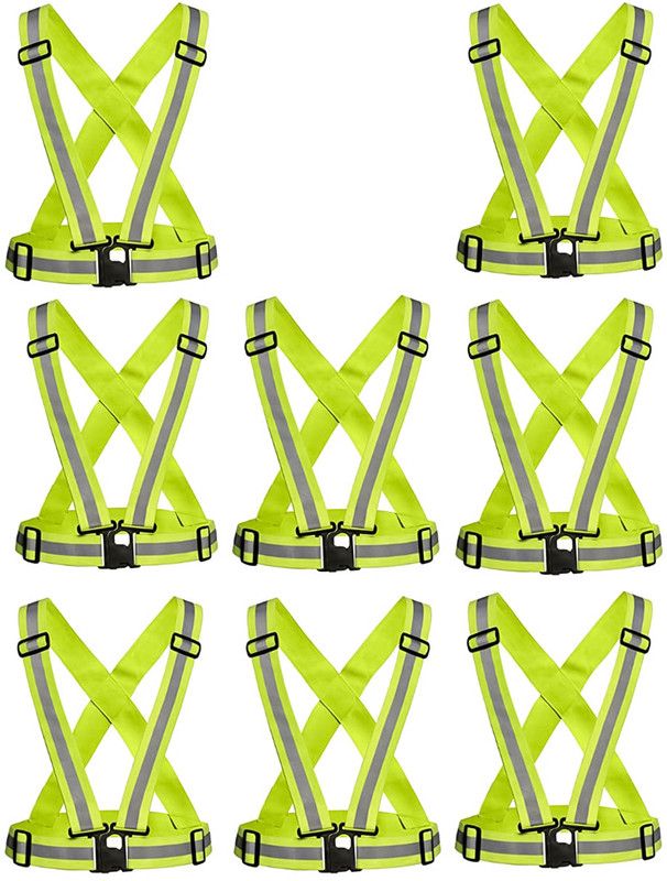 LAXMI Polyester High Visibility Protective Safety Reflective Vest Belt Jacket(Pack 8) Safety Jacket  (Green)