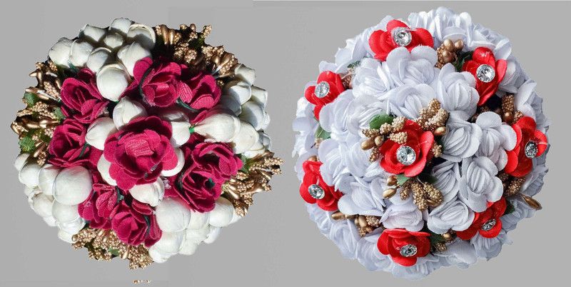 Arosha Rose Flower Bun Gajra Bun For Woman Multi (Pack-02) Bun  (Multicolor)