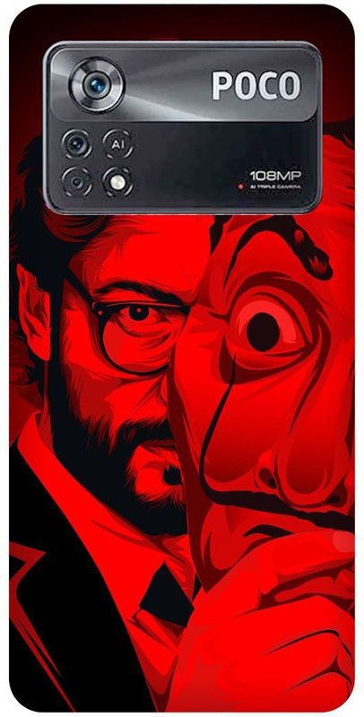 FRONK Back Cover for POCO X4 Pro 5G, MONEY, HEIST, WEB, SERIES, MASK, PROFESSOR  (Red, Hard Case, Pack of: 1)