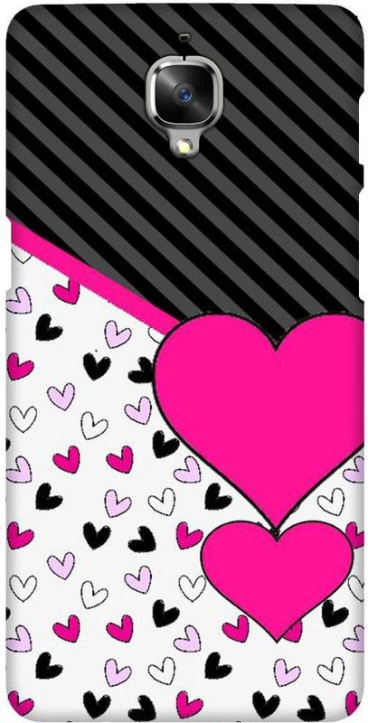 Smutty Back Cover for OnePlus 3, A3003, A3000, SM-A3000 - Pink Heart Print  (Multicolor, Hard Case, Pack of: 1)