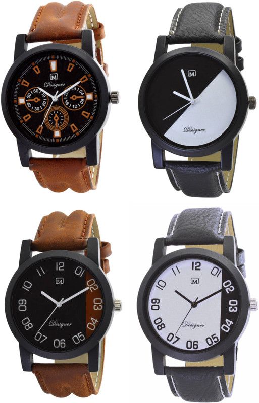 Analog Watch - For Men Analogue Combo pack of 4 Multicolor Dial Watch for Boys & mens Om-170