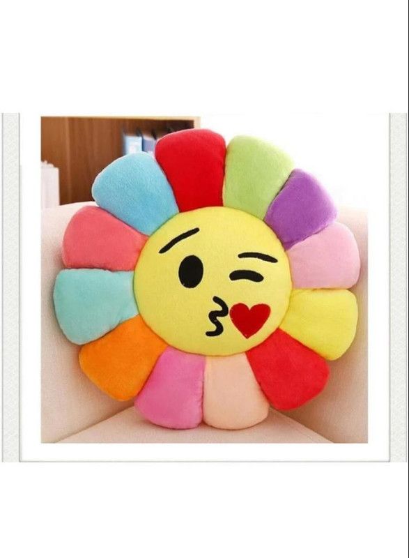 VEER Microfibre Smiley Cushion Pack of 1  (Yellow)