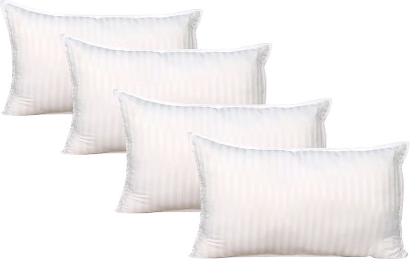 Cozyland Microfibre Stripes Bed/Sleeping Pillow Pack of 4  (White)