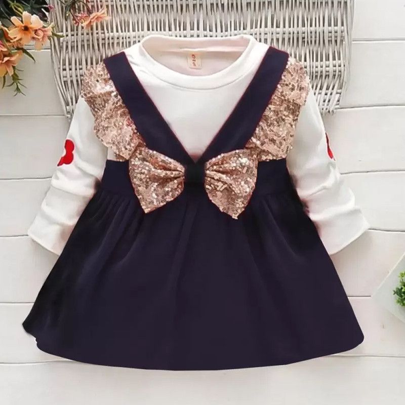Baby Girls Midi/Knee Length Party Dress  (Multicolor, Full Sleeve)