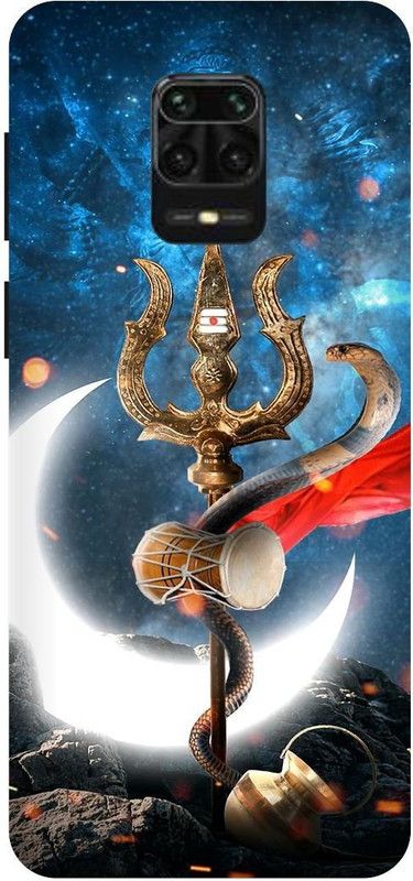 THE NARAYANA COLLECTIONS Back Cover for POCO M2 PRO-TRISHOOL,MAHADEV,NEON,ANGRY,SHIV  (Multicolor, Hard Case, Pack of: 1)