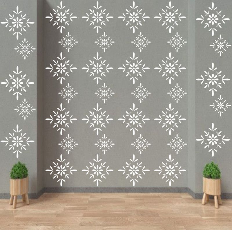 PRIYANKADECOR WALL DESIGN STENCIL FOR WALL PAINTING (16 inch x 24 inch) FLORAL PATTERN FOR HOME WALL DECORATION ? SUITABLE FOR ROM DECOR , CEILING, CRAFT AND FLOOR. Stencil  (Pack of 1, PAINT HOME DECOR)