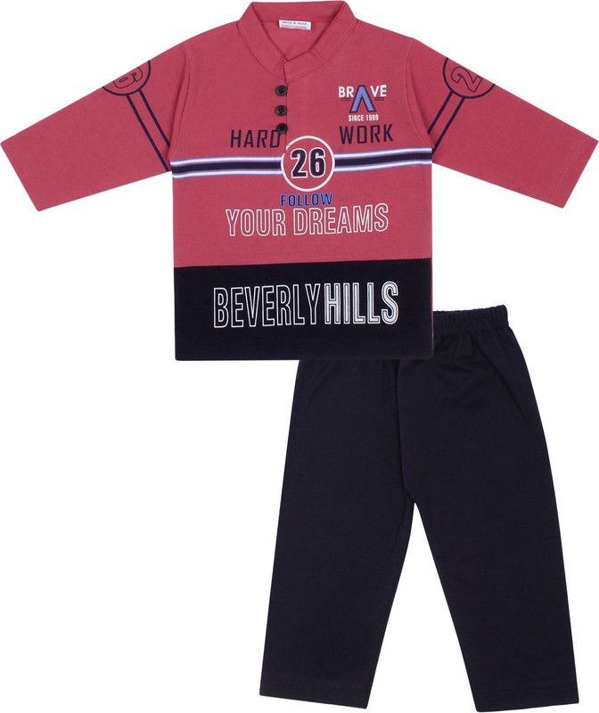 Baby Boys & Baby Girls Party(Festive) Dress T-shirt, Pyjama  (Red)