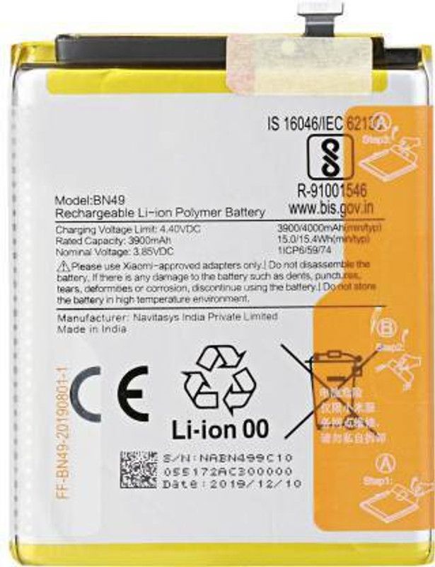 NYHBA SELLING POINT Mobile Battery For XIAOMI BN49 / REDMI 7A 4000MAh XIAOMI BN49 / REDMI 7A 4000MAh