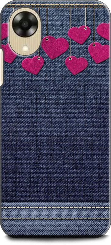 WallCraft Back Cover for OPPO A17K, CPH2471 JEANS, BLUE, ABSTRACT, TEXTURE, FABRIC, HEARTS  (Multicolor, Dual Protection, Pack of: 1)