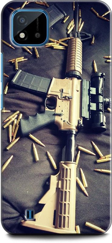 WallCraft Back Cover for Realme C20, RMX3063, RMX3061 AR-15, ARMY, AR-15 GUN, GUN BULLETS, MILITARY, RIFLE, ARMY  (Multicolor, Dual Protection, Pack of: 1)