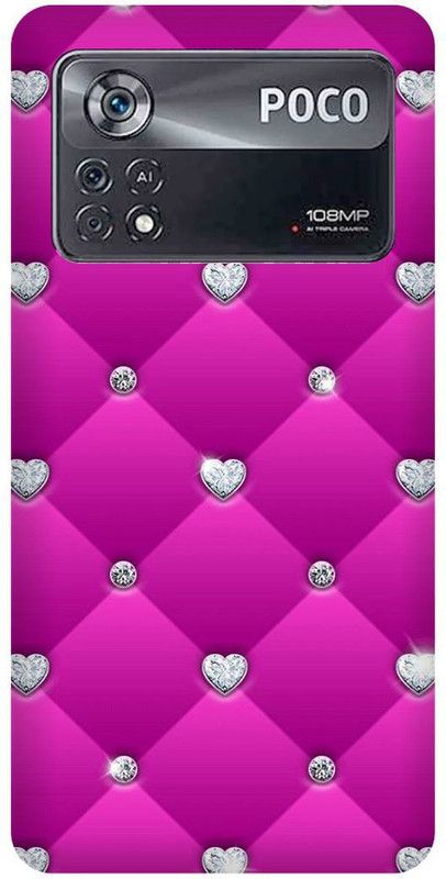 FRONK Back Cover for POCO X4 Pro 5G, PINK, HEART, MATTRESS, SHAPE, LOVE  (Purple, Hard Case, Pack of: 1)
