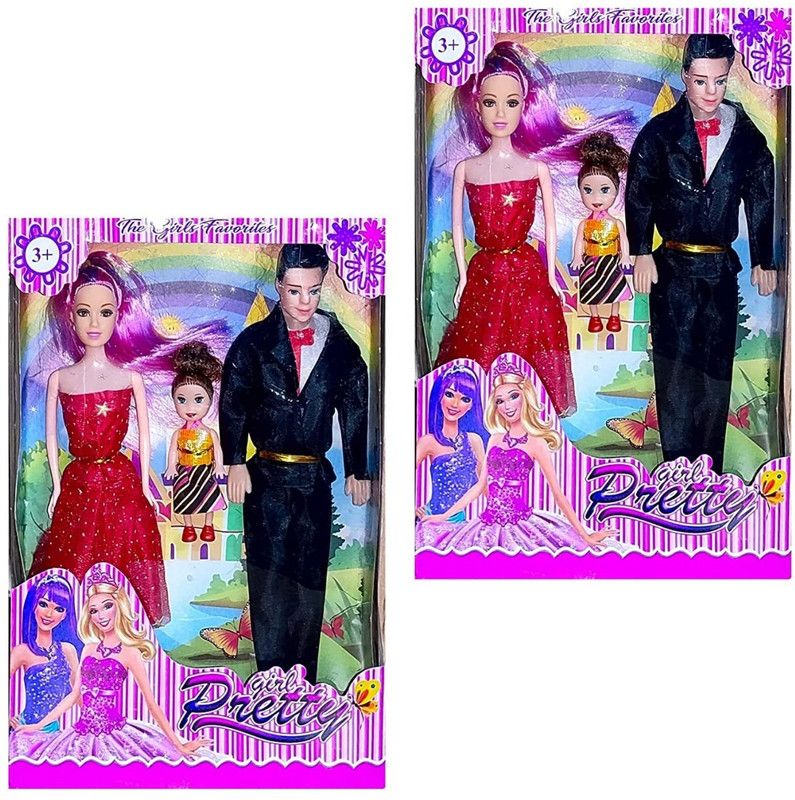 toyboyzone Couple Doll with Family and Tea Set Free for Baby Girl Kids Boy Pac Of 2 (FE1)  (Multicolor)