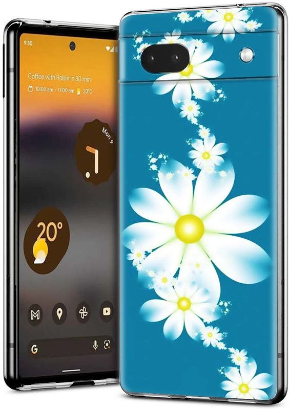 Fashionury Back Cover for Google Pixel 6a  (Blue, White, Grip Case, Silicon, Pack of: 1)