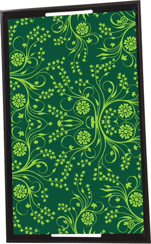 RETAIL DECOR Mortiz Pattern Vinyl Printing Rectangle Serveware Tray Size (15x9x1.5") inch Tray  (Microwave Safe)