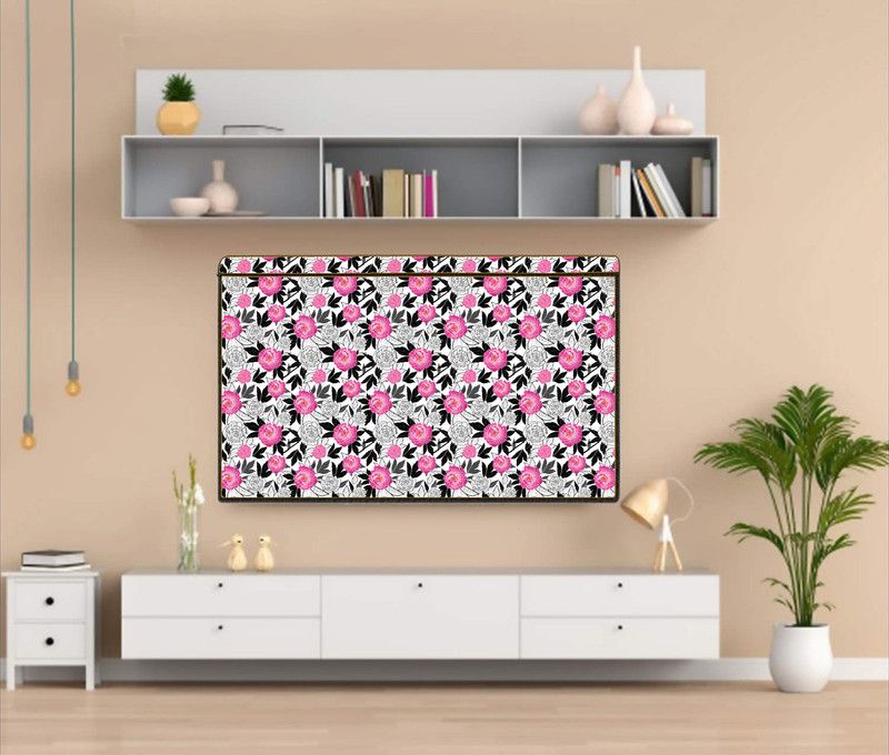 VHD Multi Flower Printed PVC Television cover Protector for 43 inch LCD/ LED TV - All Brands & Models-L12  (Pink)