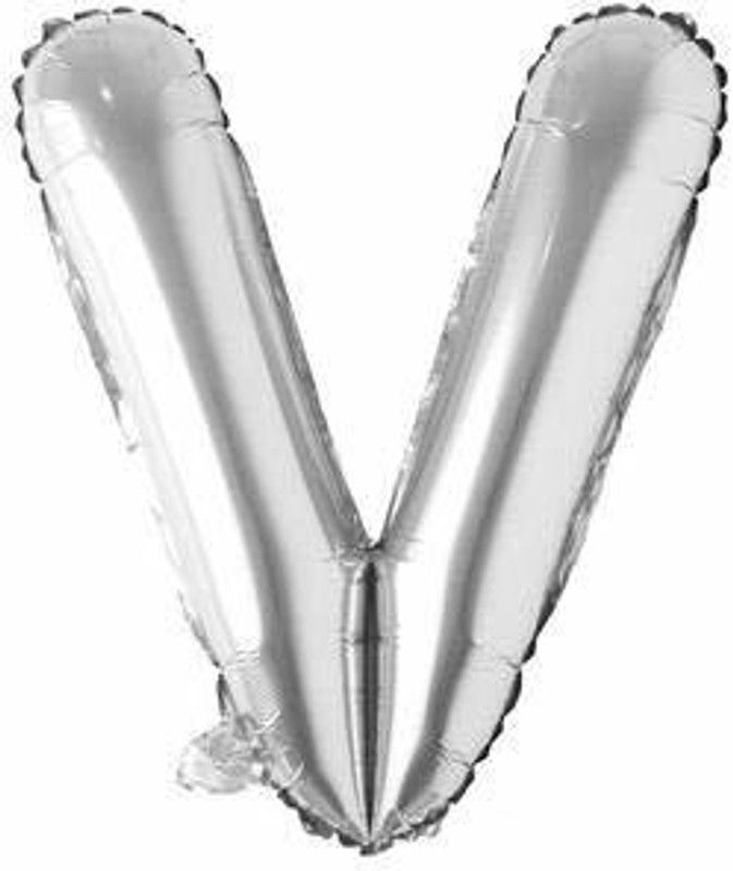 HMFURRYS FINEST Solid Alphabet Silver Foil-V Letter Balloon  (Silver, Pack of 1)