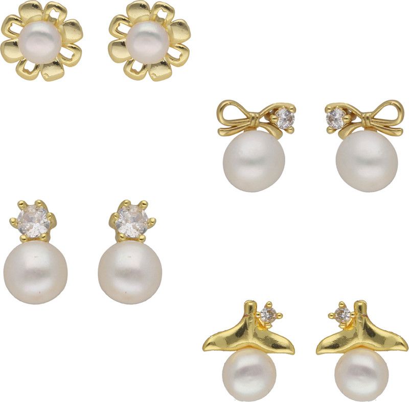 Love's Luster Pearl Earrings Cubic Zirconia Mother of Pearl Stud Earring