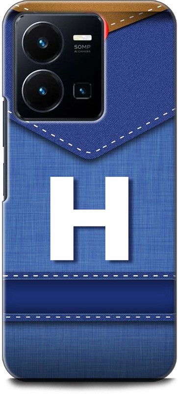 WallCraft Back Cover for Vivo Y35, V2205 H, H LETTER, H NAME, BLUE, JEANS, H ALPHABET, ALPHABET  (Multicolor, Dual Protection, Pack of: 1)