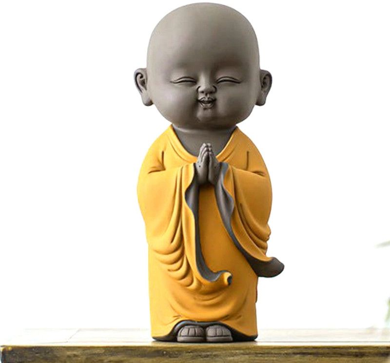 Blessing Buddha Yellow Namaste Buddha statue Decorative Showpiece - 25 cm  (Resin, Yellow)