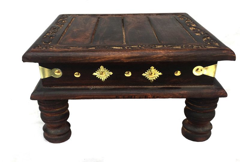HabibaArtGallery Wooden Chowcki / In Stronge Mango Wood / Samll Height Stool / Used in Sitting ,Standing Pot & Other Items / & Puja Related / in Antique Polish Wooden All Purpose Chowki  (Brown, Pack of 1)