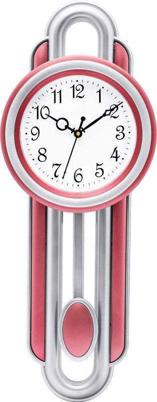 Attractionz Analog 52 cm X 20 cm Wall Clock  (Pink, With Glass, Pendulum)