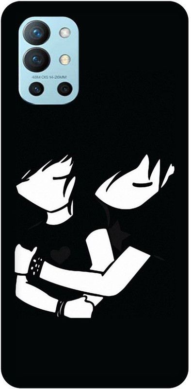 FRONK Back Cover for OnePlus 9R 5G, LE2101, COUPLE, LOVE, HUGG, BLACK, SHADE  (Black, Hard Case, Pack of: 1)