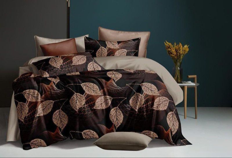 SHUBHSWARN 200 TC Polycotton Double Floral Flat Bedsheet  (Pack of 1, Black)