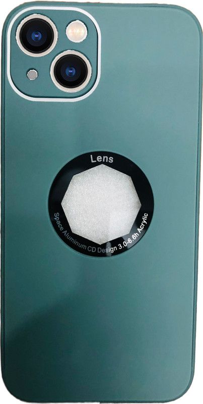 RKGS Back Cover for IPHONE 13 , GLASS LENS CUT DESIGN , WITH MATTE FINISH , GREEN COLOR  (Green, Grip Case, Pack of: 1)