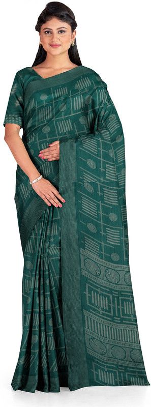 Printed Daily Wear Georgette Saree  (Dark Green)