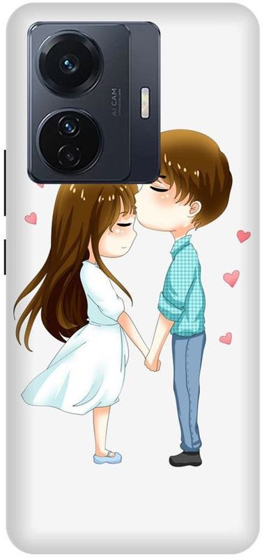 FRONK Back Cover for vivo T1 Pro 5G, V2151, CUTE, COUPLE, LOVELY, KISS, COUPLE, GIRL, BOY, LOVE  (White, Hard Case, Pack of: 1)