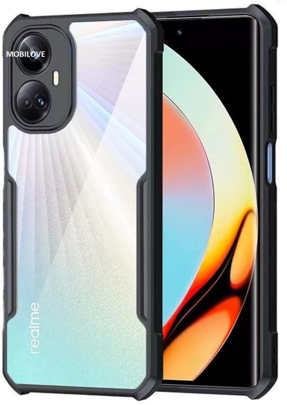 MOBILOVE Back Cover for Realme 10 Pro Plus 5G | Four Corner Hybrid Soft PC Anti Clear Gel TPU Bumper Back Case  (Black, Shock Proof, Pack of: 1)