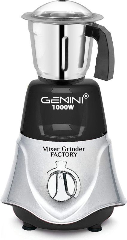 Gemini Rocket Mixer Grinder with Stainless Steel Medium Jar (700 ML) MGFF96 Rocket Medium Jar 1000 Mixer Grinder (1 Jar, BLACKSILVER)