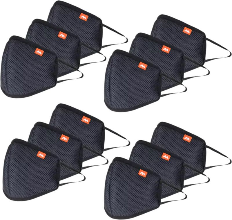 Bhavy Black Cloth Face Mask with Elastic Ear Loop Anti-Dust Pollution Cloth Mask With Melt Blown Fabric Layer  (Free Size, Pack of 12, 1 Ply)